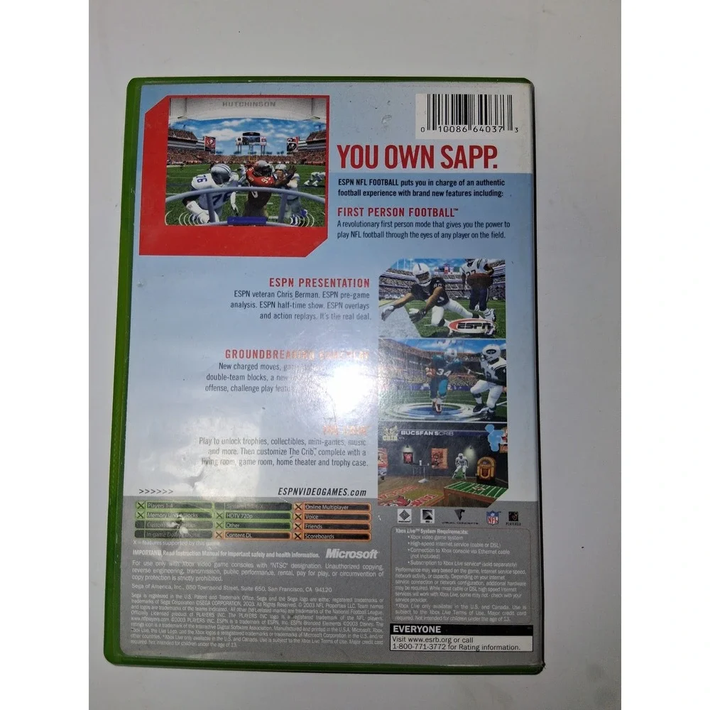 ESPN NFL Football 2K4 - Microsoft Xbox Video Game - Complete in‎ Box CIB